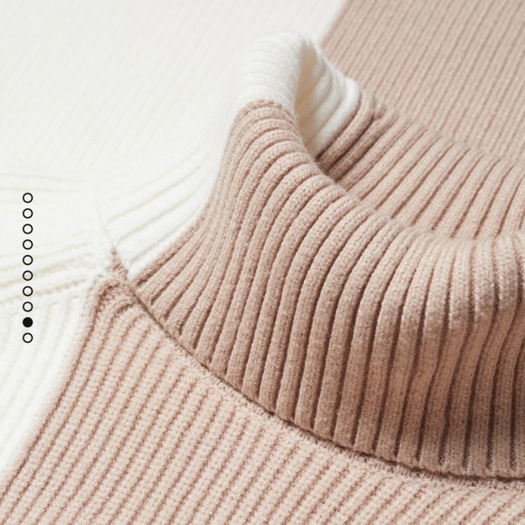 Mango Beige and Cream Women's Turtleneck Sweater - Picture 3 of 5